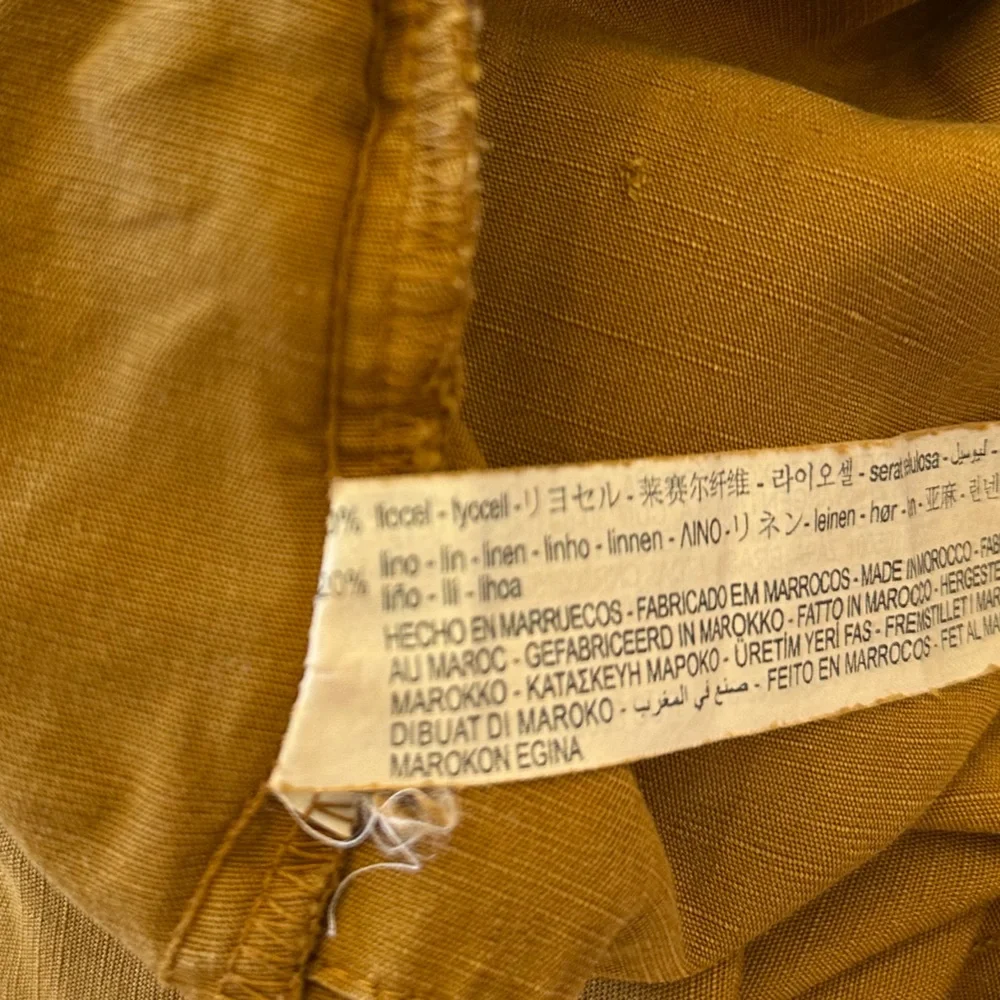 Zara Women’s Brown Linen Blend Straight Leg Cargo Style Pants - Small